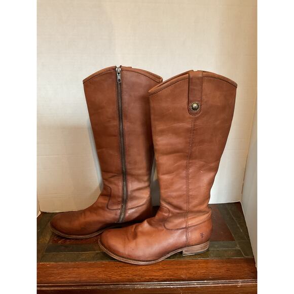 Frye - Melissa - Riding/Moto Boots - Cognac Tan -8B - Picture 3 of 13